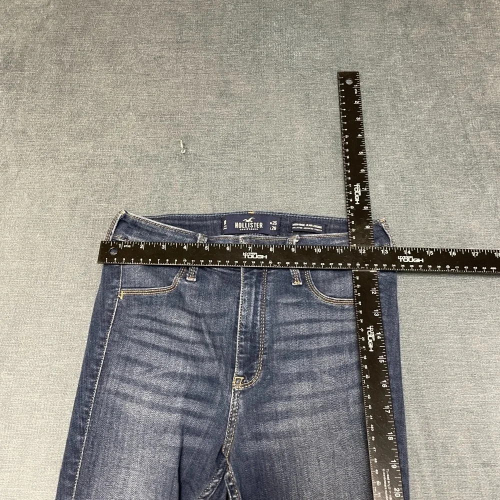 Hollister Jeans Legging Womens 26W Blue Denim Medium Wash High Rise Raw Hem